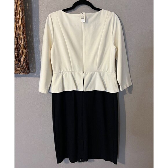 Talbots Dress 8P Black Cream Stretch 3/4 Long Sleeve Career Church NWT NEW - Picture 7 of 9
